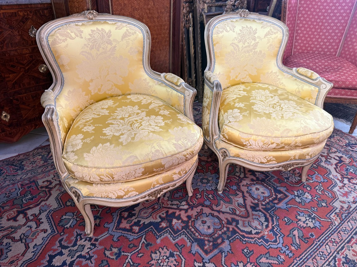 Pair Of Louis XV Style Bergeres Armchairs