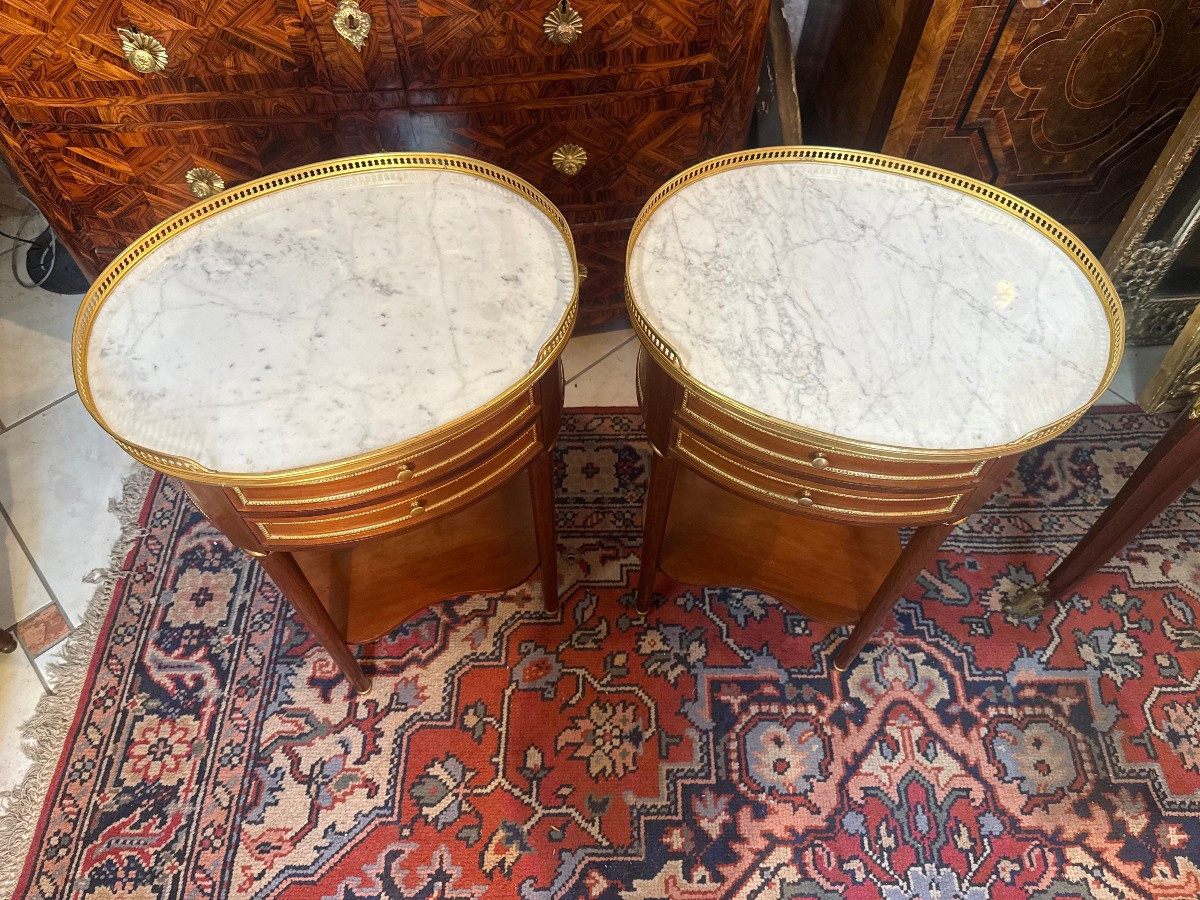 Pair Of Louis XVI Style Drum Tables From The Dissidi Workshops In Paris-photo-2