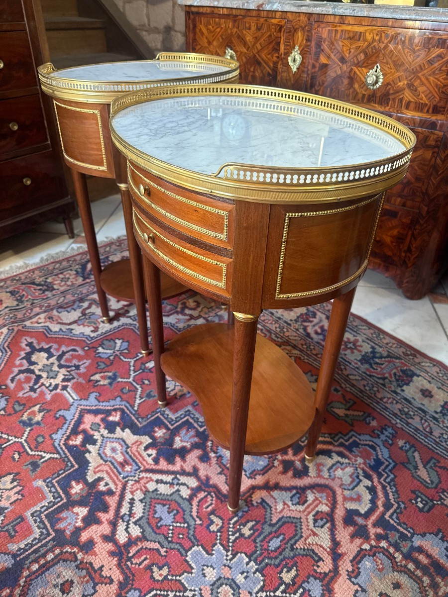 Pair Of Louis XVI Style Drum Tables From The Dissidi Workshops In Paris-photo-3