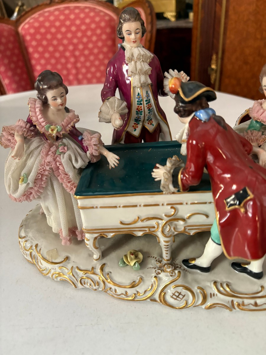 Set Of Three Dresden Lace Porcelain Items, 19th Century, Germany-photo-7