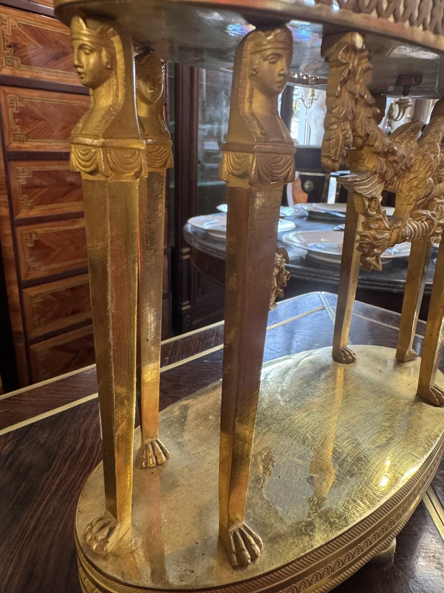 PENDULE PORTIQUE EN BRONZE RETOUR D’EGYPTE-photo-4