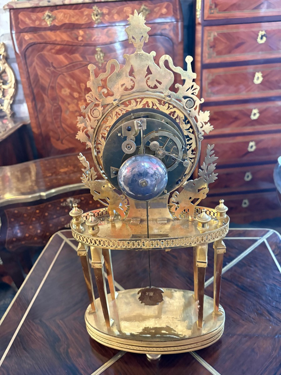 PENDULE PORTIQUE EN BRONZE RETOUR D’EGYPTE-photo-3