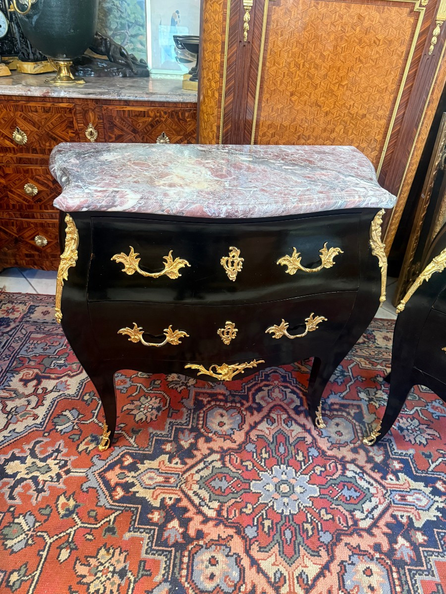 Pair Of Louis XV Style Curved Chests Of Drawers-photo-2