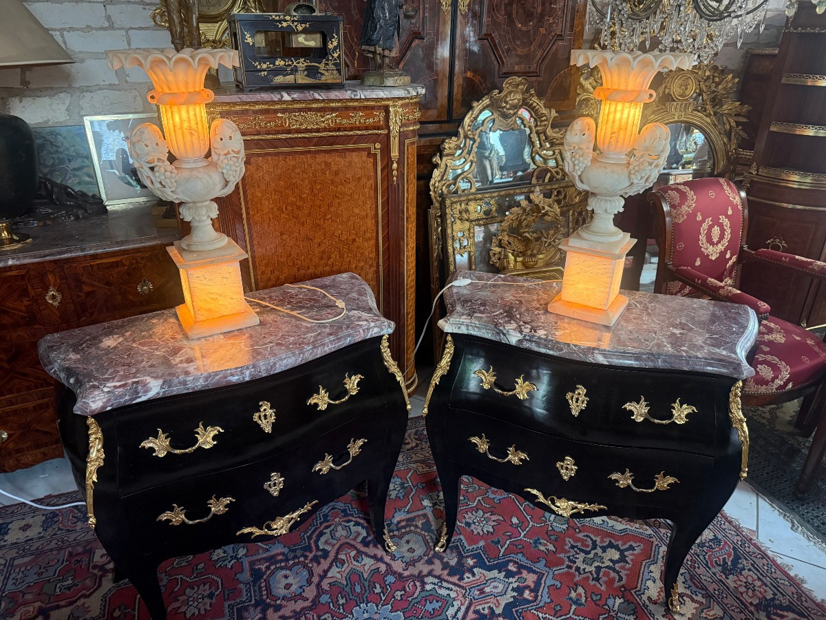 Pair Of Louis XV Style Curved Chests Of Drawers-photo-4