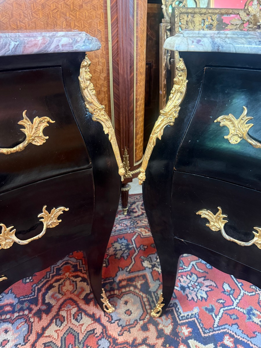 Pair Of Louis XV Style Curved Chests Of Drawers-photo-1