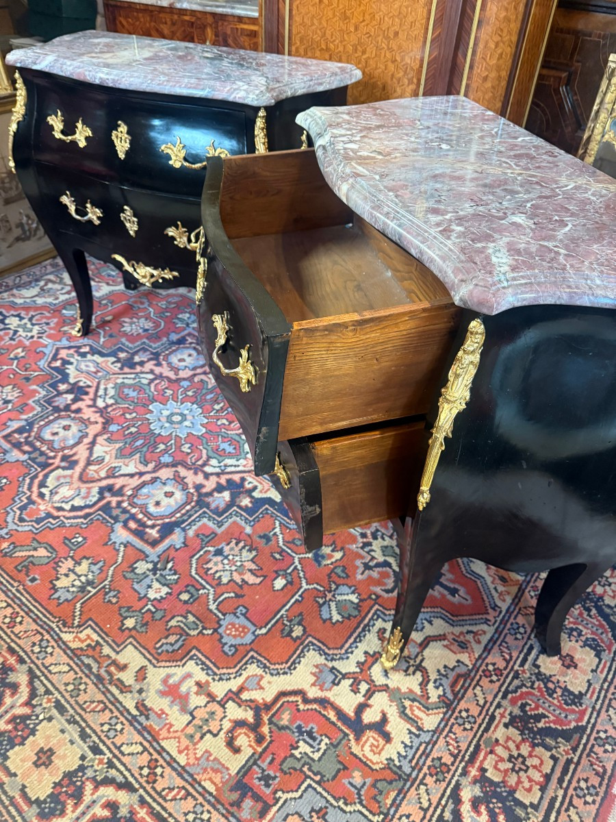 Pair Of Louis XV Style Curved Chests Of Drawers-photo-4