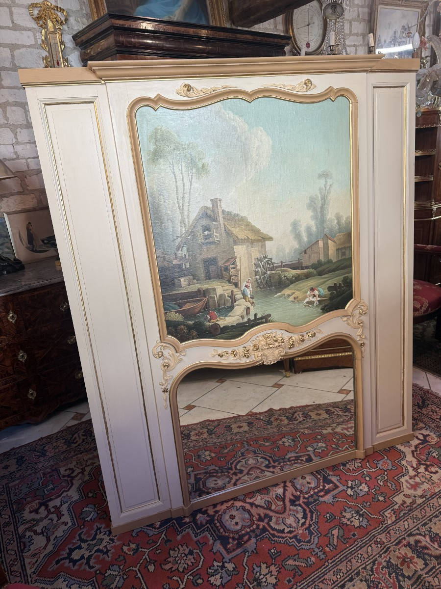 TRUMEAU DE STYLE LOUIS XV  EN BOIS LAQUE