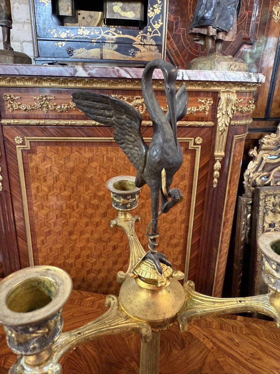 PAIRE DE CANDELABRES EN BRONZE NAPOLEON III d'après Emmanuel Fremiet-photo-4