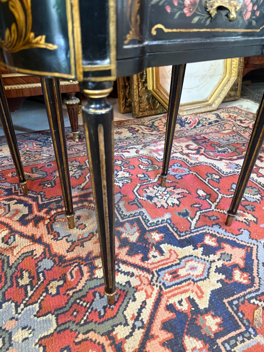 Pair Of Kidney-shaped Bedside Tables, Napoleon III Style-photo-5