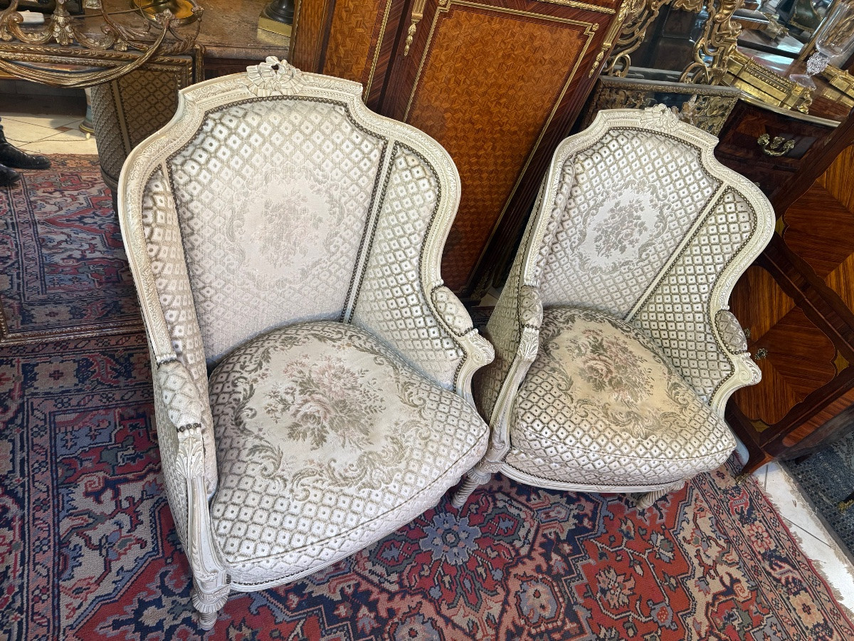 PAIRE DE BERGÈRE DE STYLE LOUIS XVl -photo-2