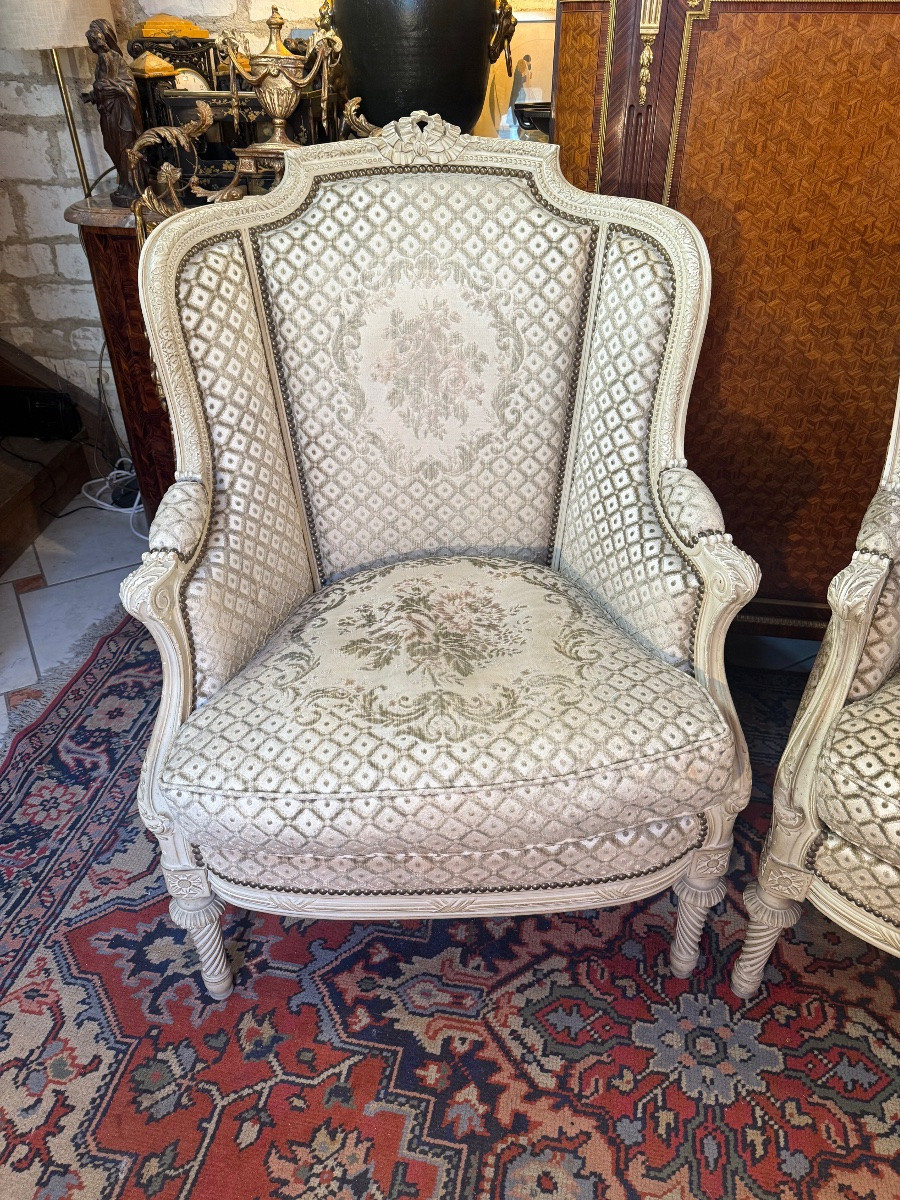 PAIRE DE BERGÈRE DE STYLE LOUIS XVl -photo-4