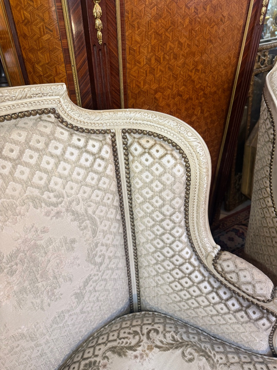 PAIRE DE BERGÈRE DE STYLE LOUIS XVl -photo-2