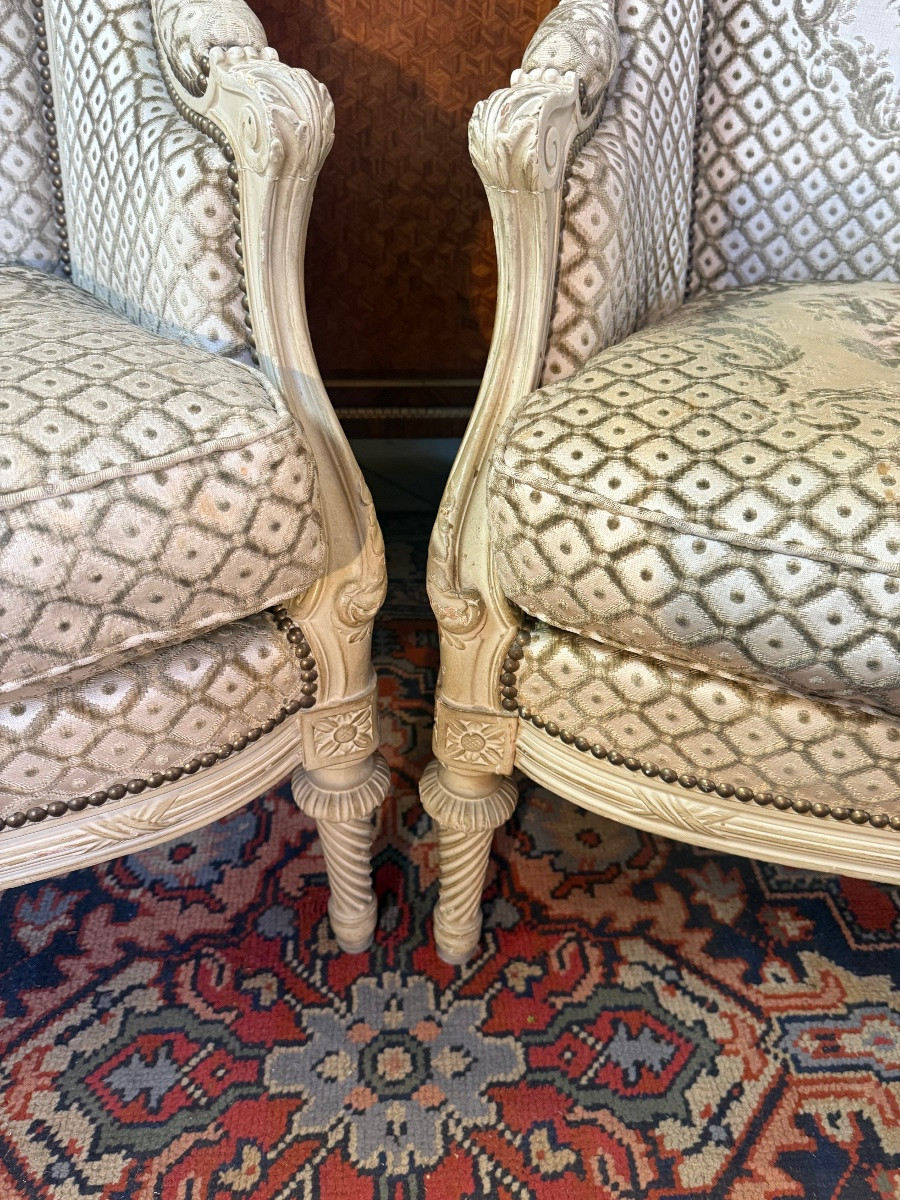 PAIRE DE BERGÈRE DE STYLE LOUIS XVl -photo-6