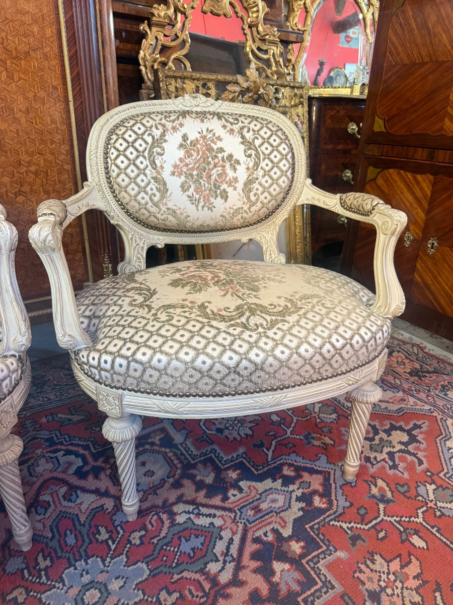 PAIRRE DE FAUTEUILS STYLES LOUIS XVl -photo-2
