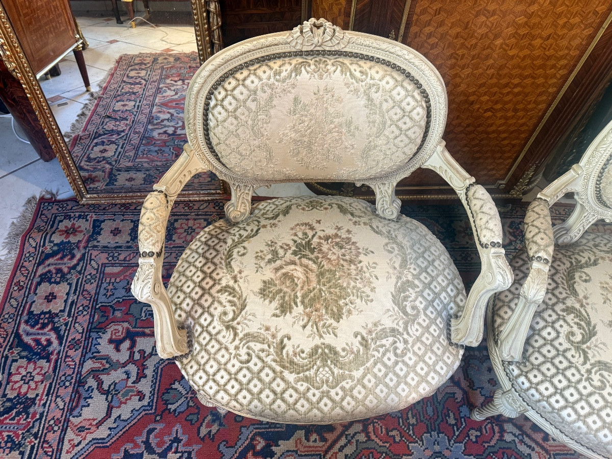PAIRRE DE FAUTEUILS STYLES LOUIS XVl -photo-5