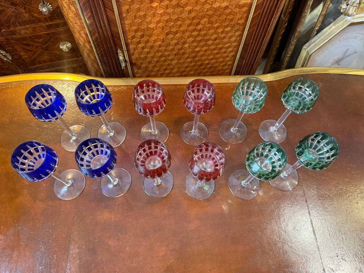 SERIE DE DOUZE VERRES A VIN DE LA CRISTALLERIE DE SAINT LOUIS-photo-4