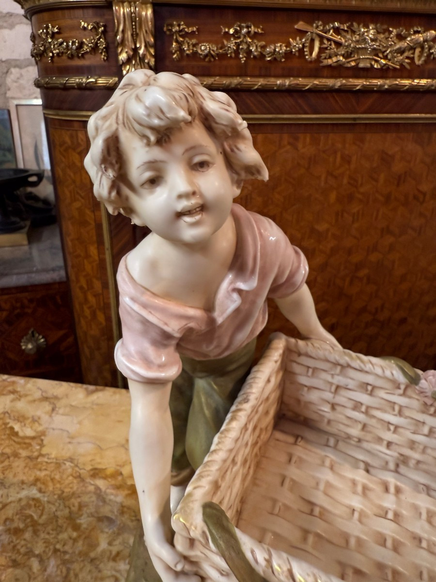 CENTRE DE TABLE EN PORCELAINE de la Manufacture ROYAL DUX- BOHÈME - TCHÉCOSLOVAQUIE-photo-2