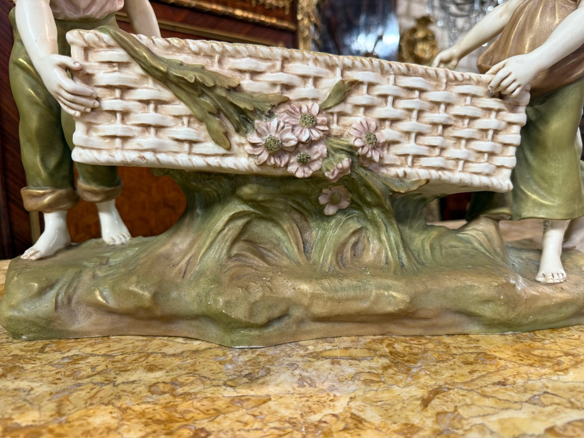 CENTRE DE TABLE EN PORCELAINE de la Manufacture ROYAL DUX- BOHÈME - TCHÉCOSLOVAQUIE-photo-3