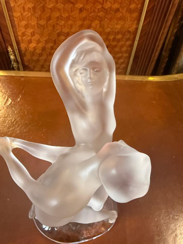 SCULPTURE MAISON LALIQUE « LES DEUX DANSEUSES »-photo-2