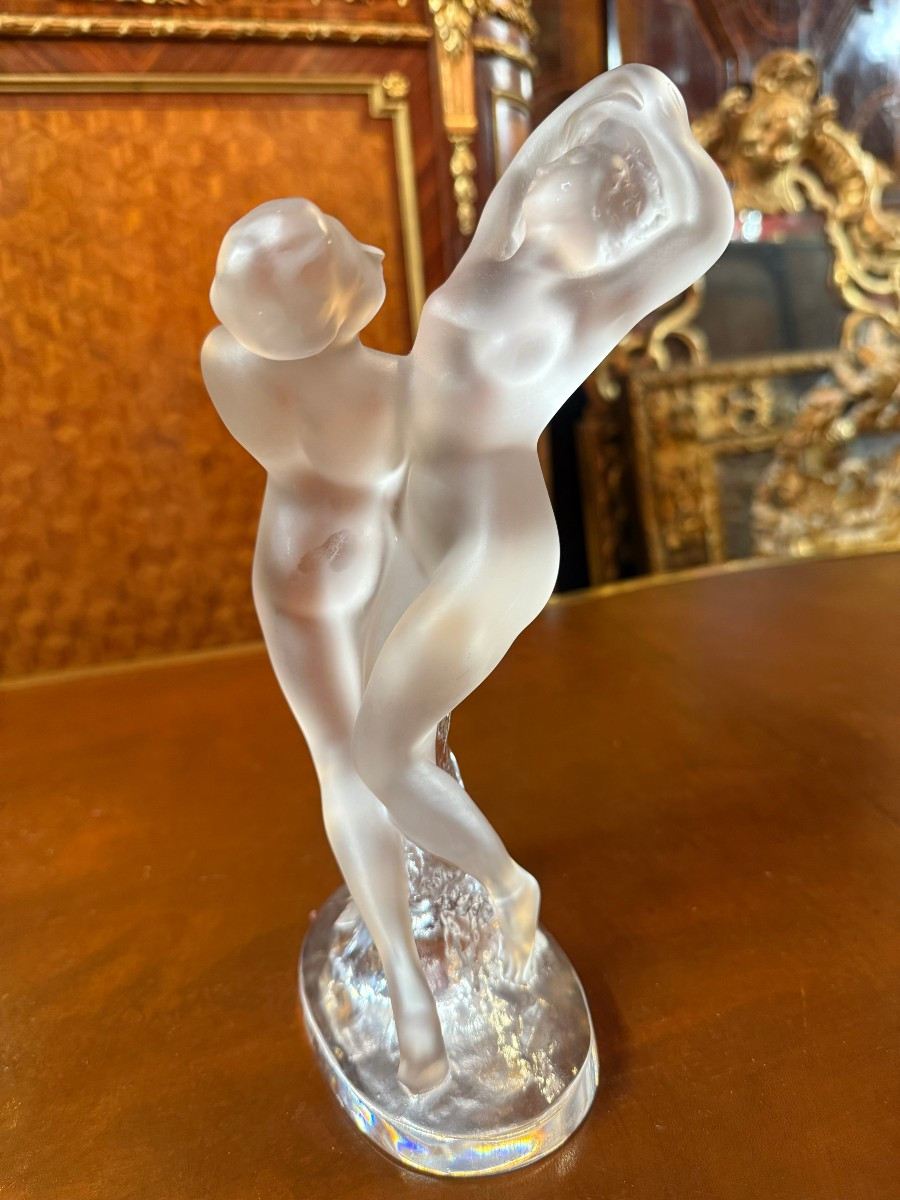 SCULPTURE MAISON LALIQUE « LES DEUX DANSEUSES »-photo-3