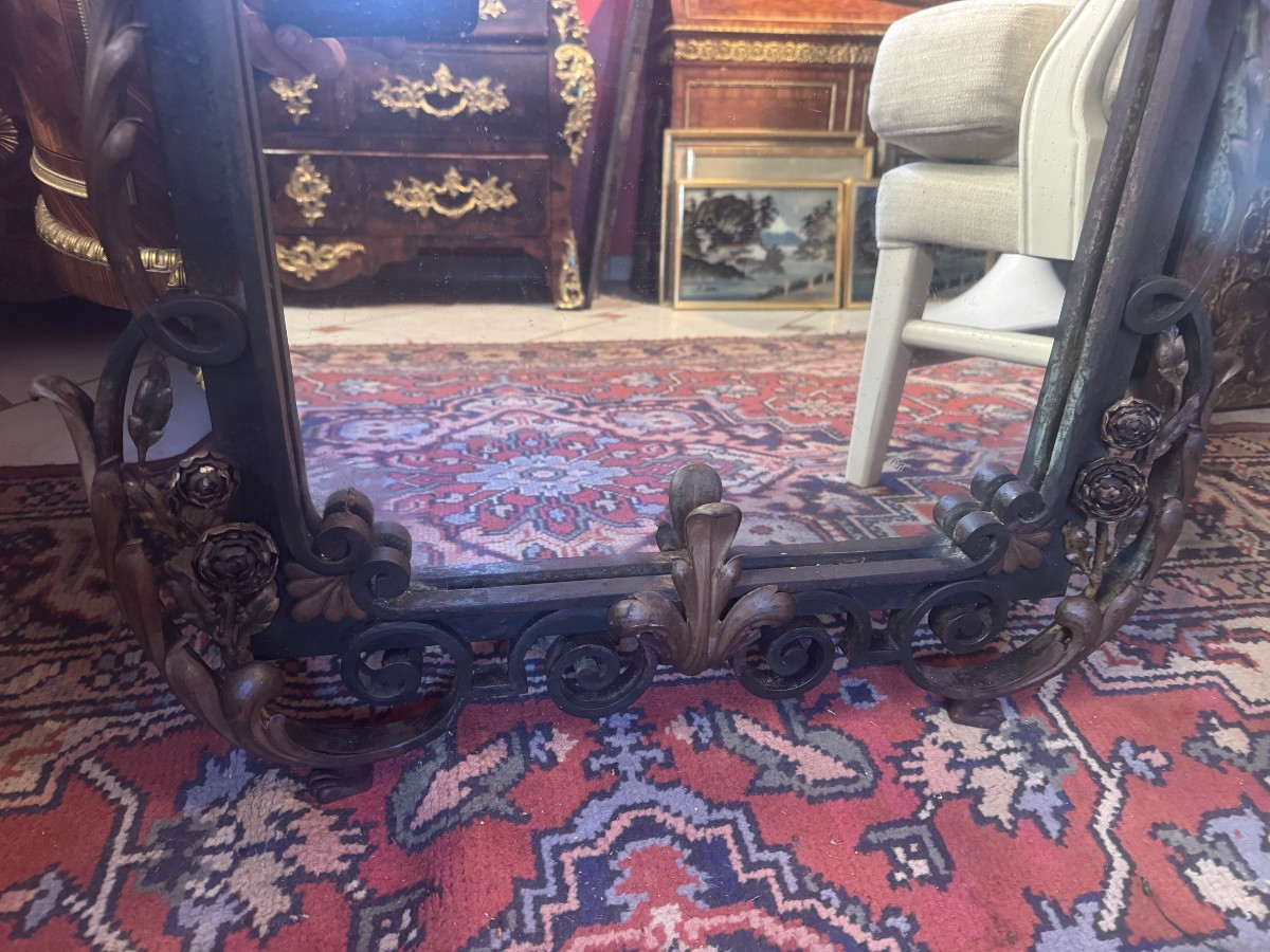 MIROIR EN FER FORGE ET LAITON ART DECO 1930-photo-3