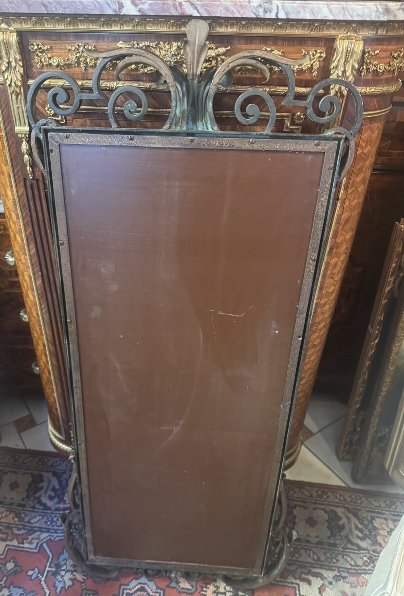 MIROIR EN FER FORGE ET LAITON ART DECO 1930-photo-4
