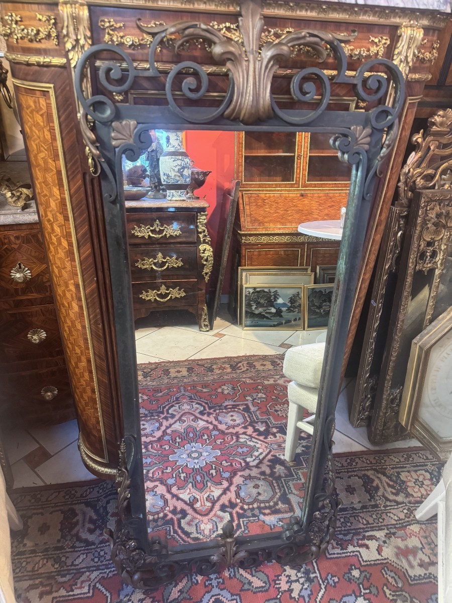 MIROIR EN FER FORGE ET LAITON ART DECO 1930
