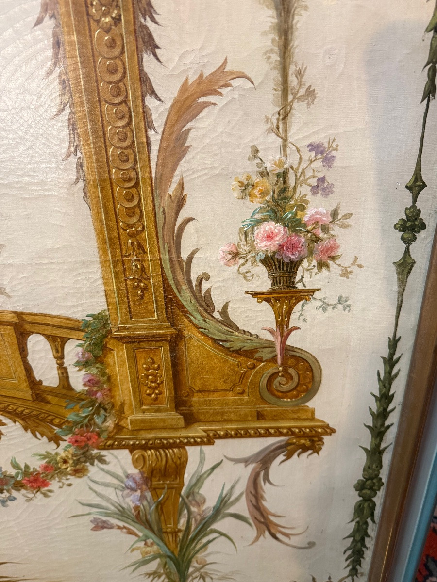 19th Century Oil On Canvas With Mythological Decorations -photo-1