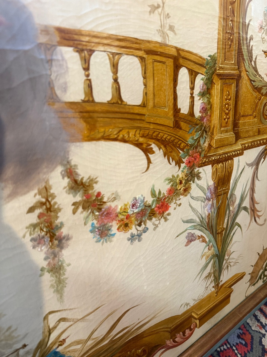 19th Century Oil On Canvas With Mythological Decorations -photo-4