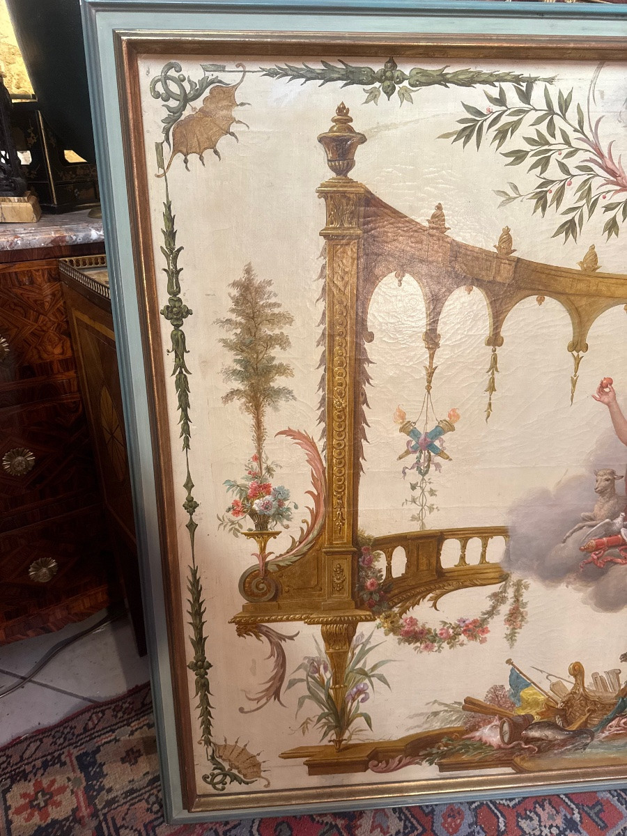 19th Century Oil On Canvas With Mythological Decorations -photo-6