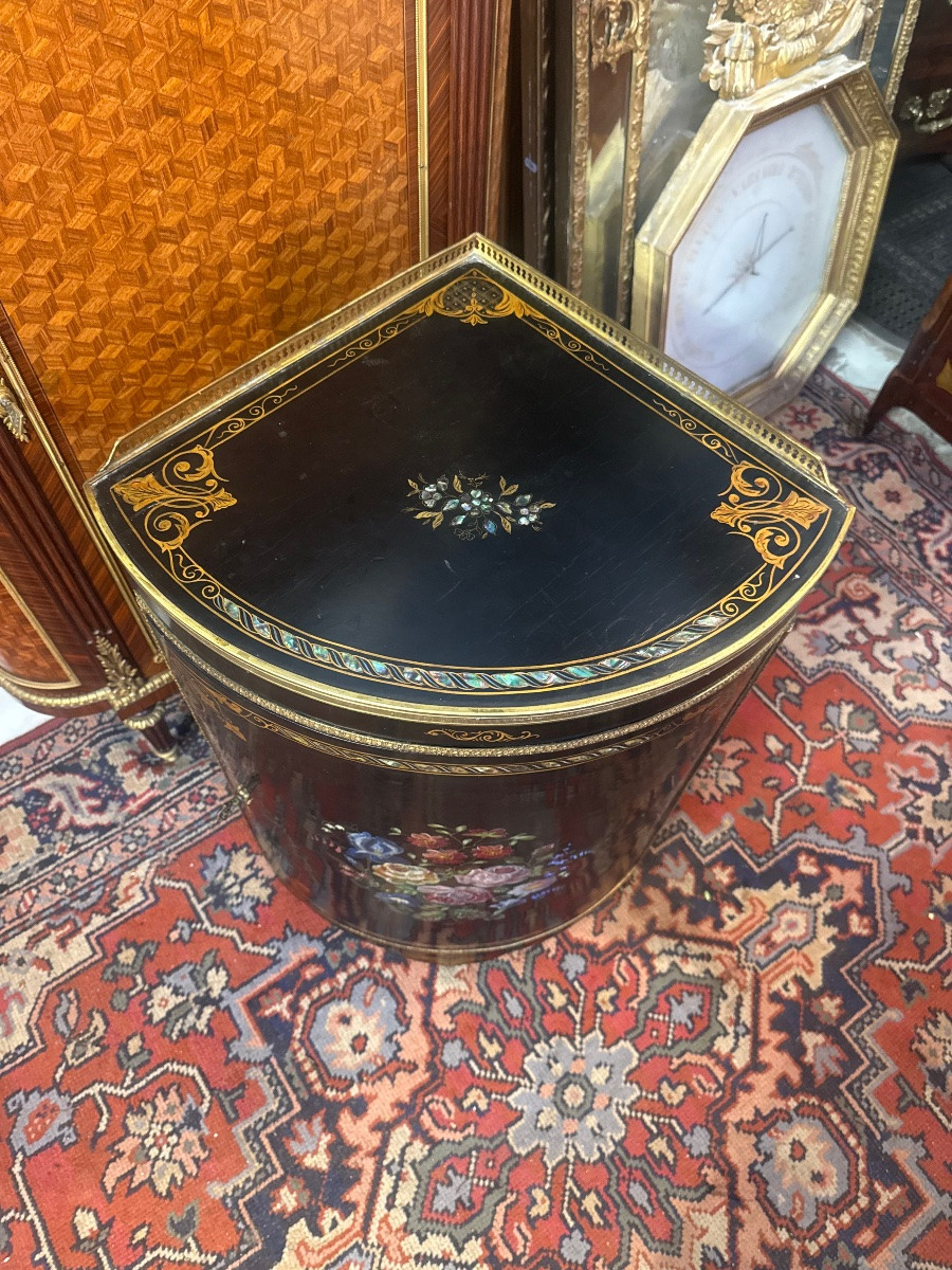 Napoleon III Corner Door In Blackened Wood-photo-4