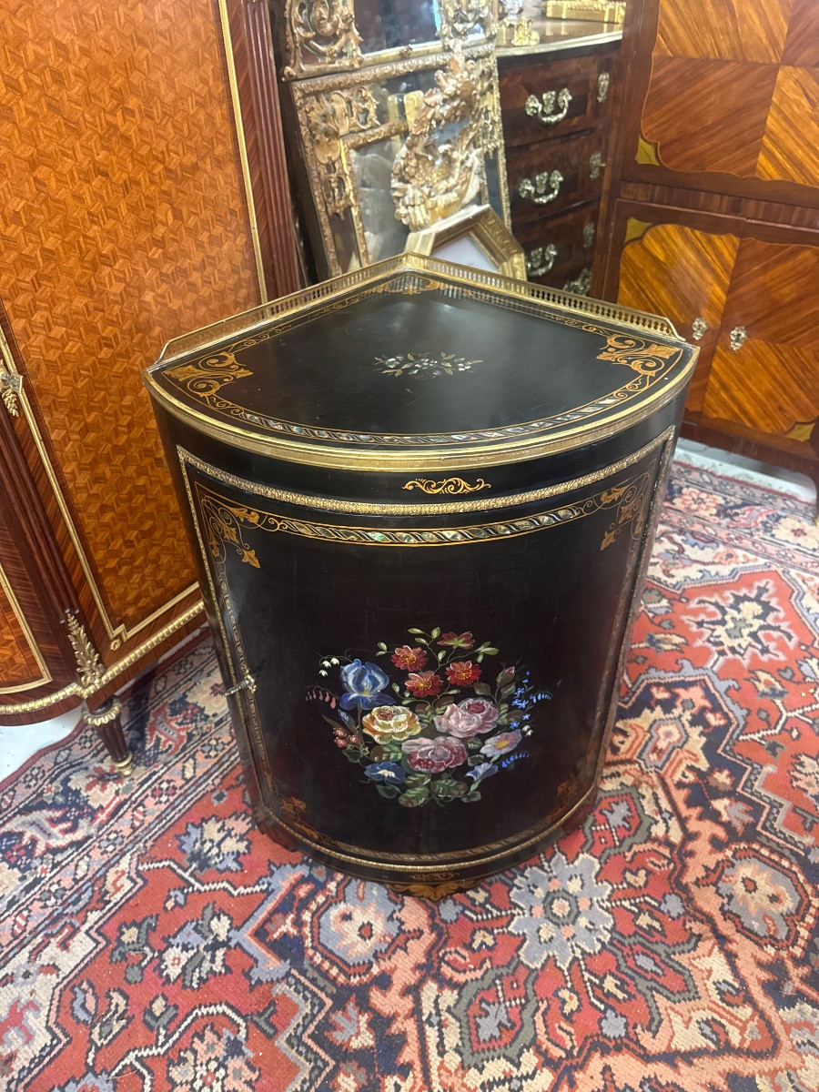 Napoleon III Corner Door In Blackened Wood-photo-5