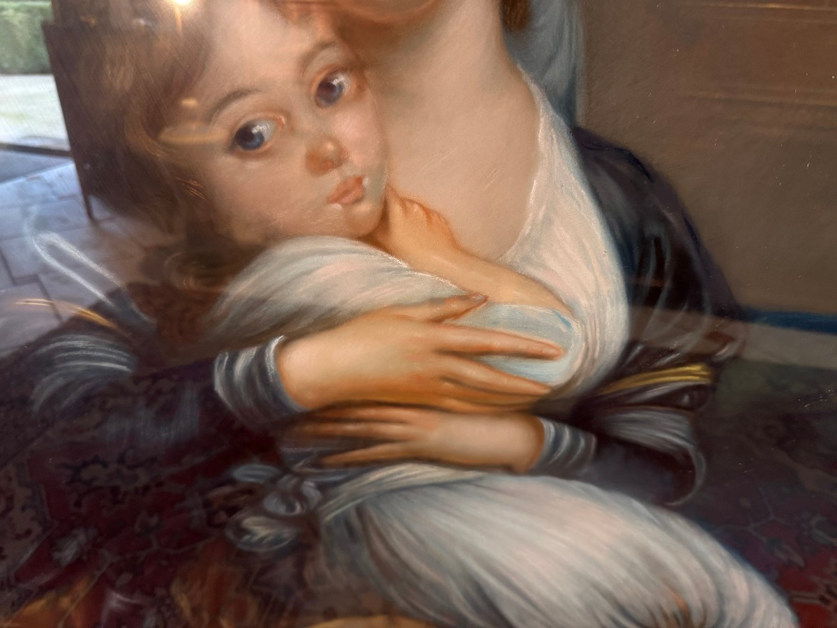 Pastel By Madame Vigee-lebrun And Her Daughter-photo-3