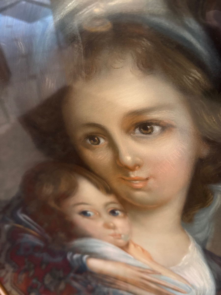 Pastel By Madame Vigee-lebrun And Her Daughter-photo-6