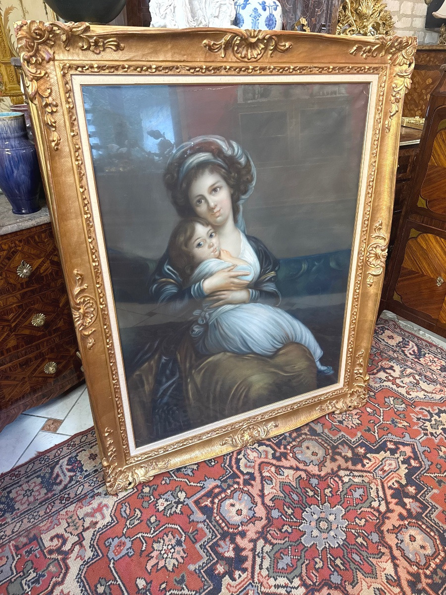 Pastel By Madame Vigee-lebrun And Her Daughter-photo-8