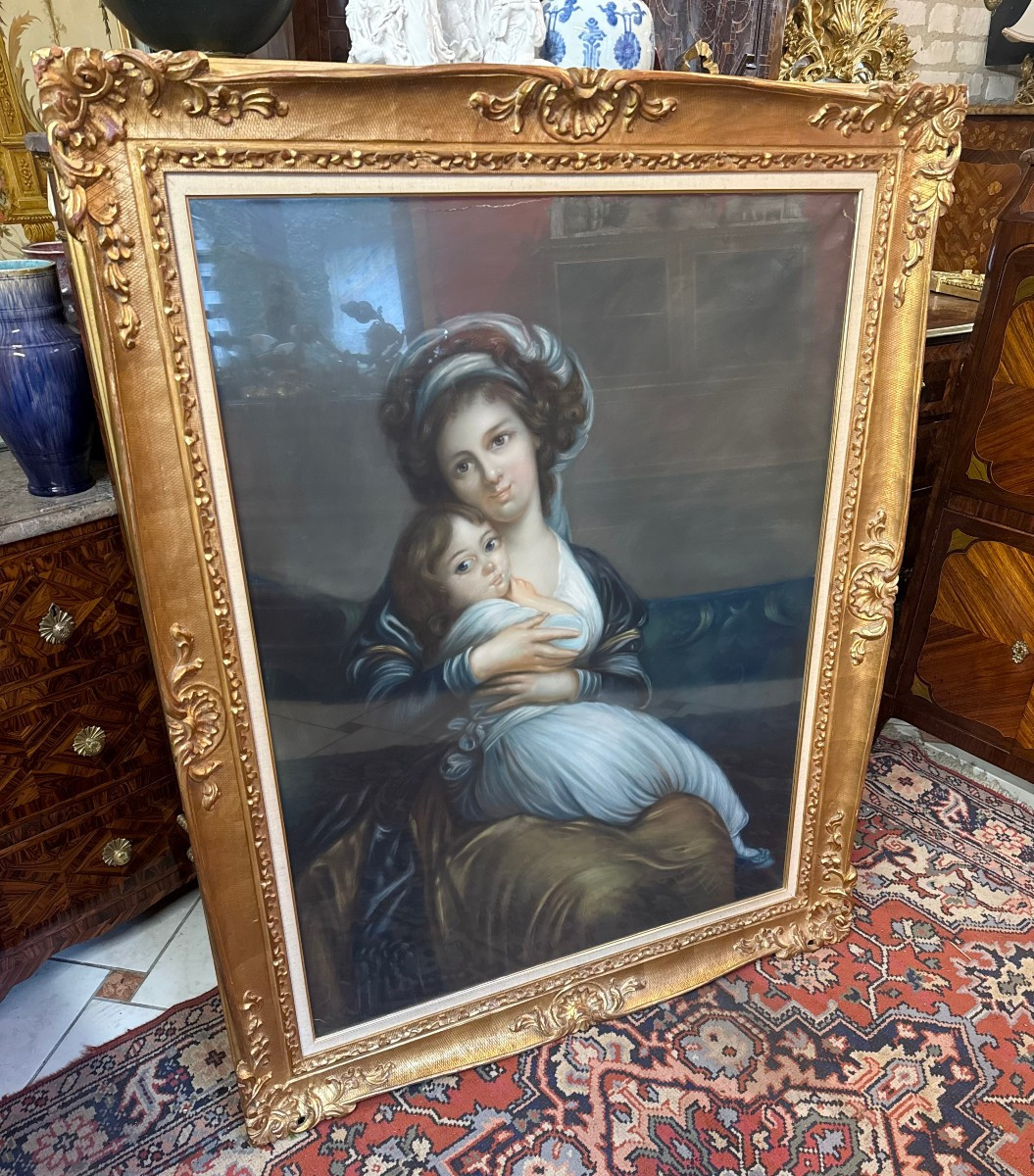 Pastel By Madame Vigee-lebrun And Her Daughter