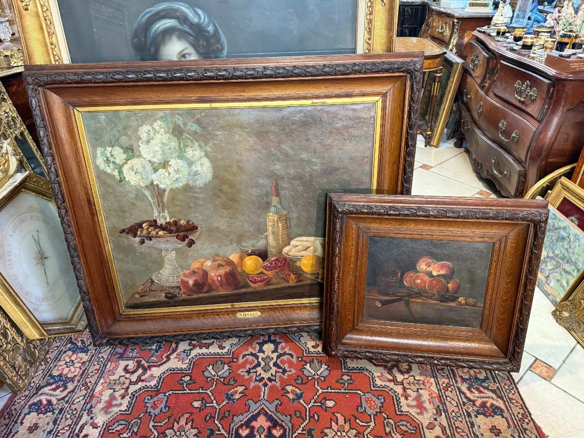 HUILE SUR TOILE DU 19ème REPRESENTANT UNE NATURE MORTE-photo-2