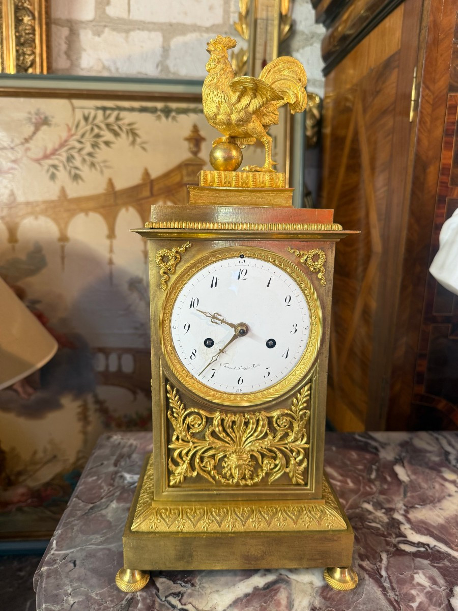 PENDULE EMPIRE EN BRONZE DORE "FOSSARD L AINE PARIS"