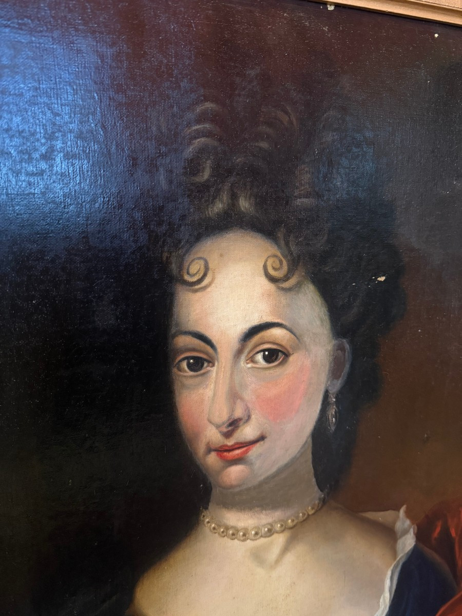 HUILE SUR TOILE PORTRAIT D'UNE ARISTOCRATE signé "R. COUTURIERS 1893"-photo-2