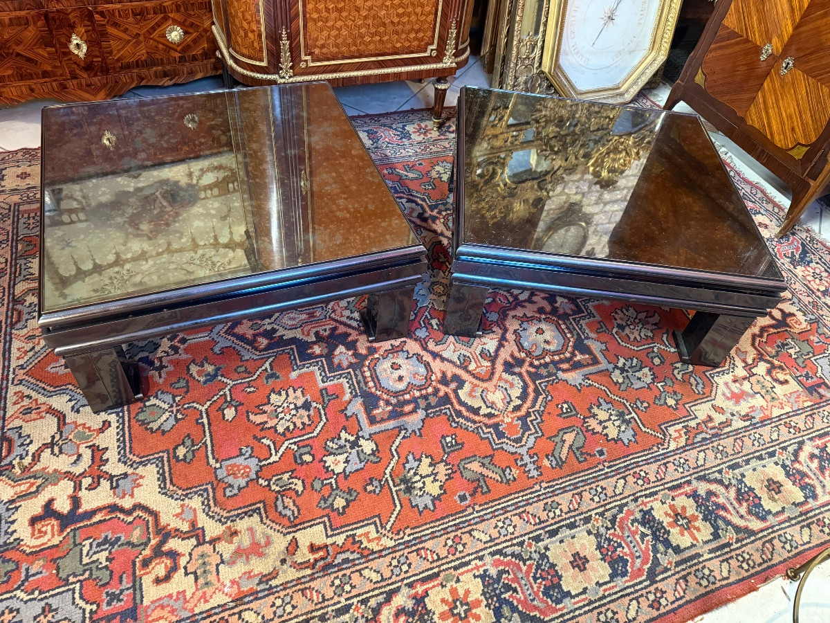 PAIRE DE BOUT DE CANAPE EN METAL NOIR DES ANNEES 1970-photo-3