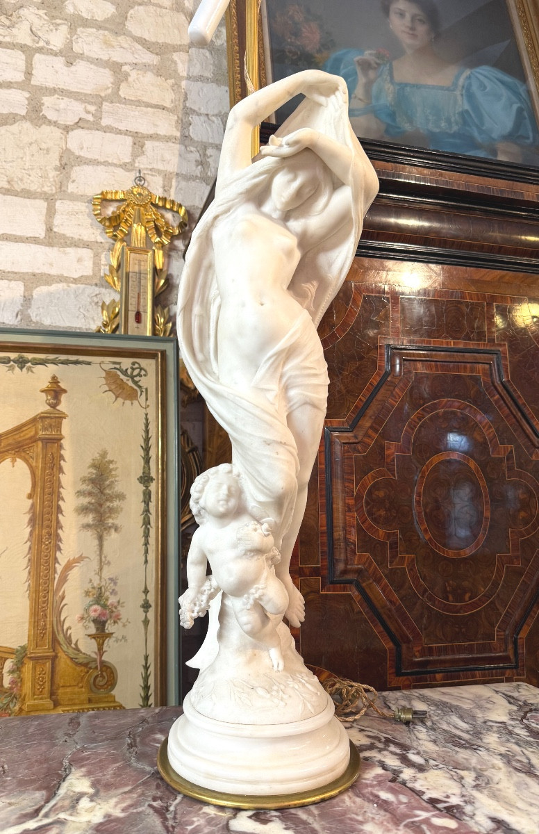  Carrara Marble Sculpture Signed Pradier 
