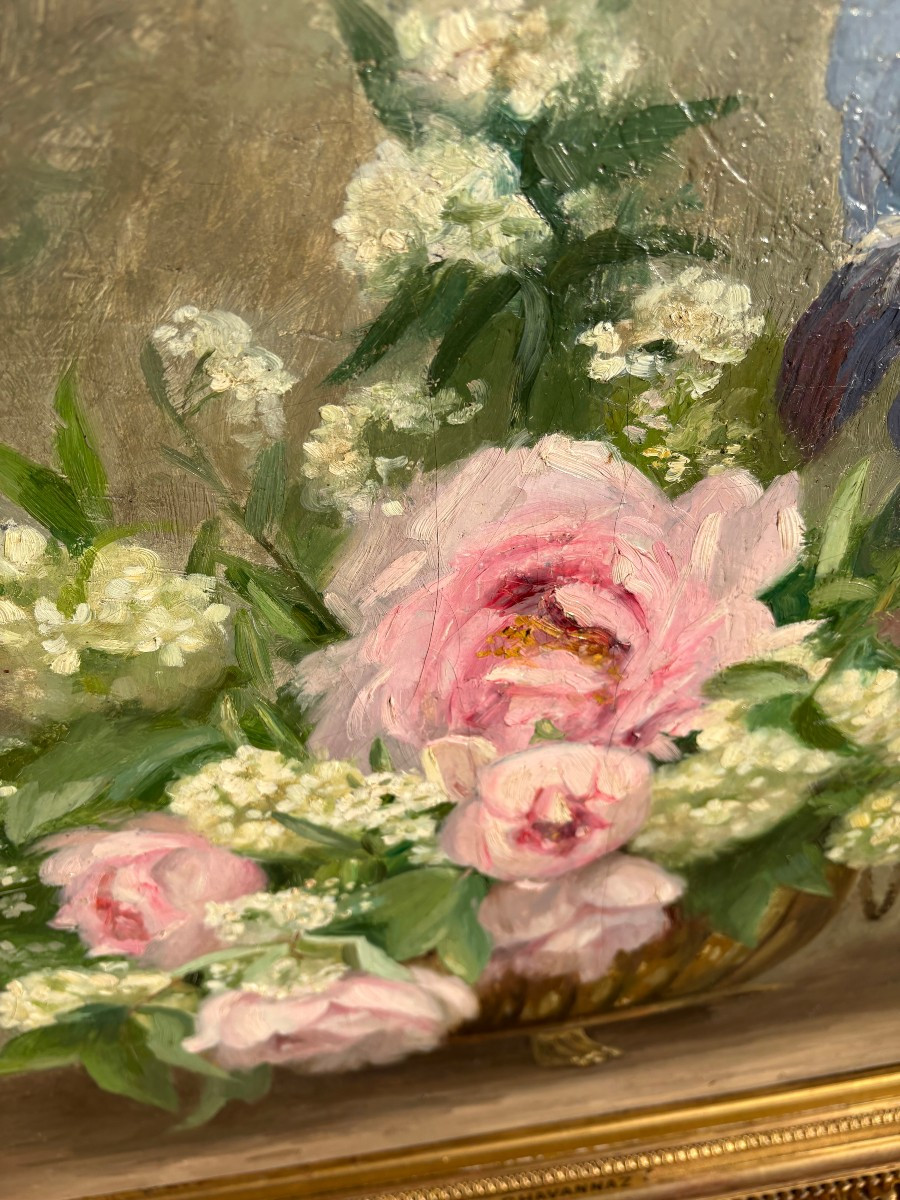 Oil On Canvas, Floral Motif, Signed J. Chavannaz-photo-1