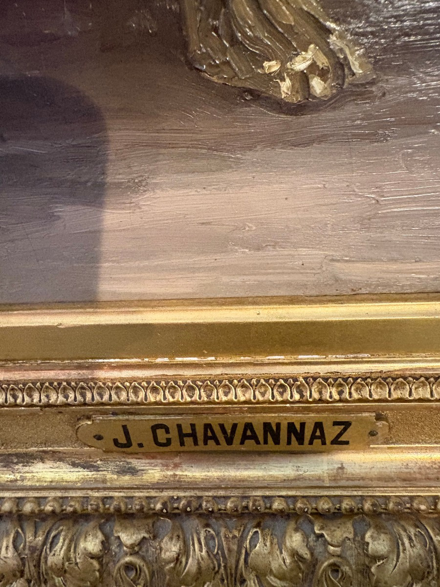 Oil On Canvas, Floral Motif, Signed J. Chavannaz-photo-3