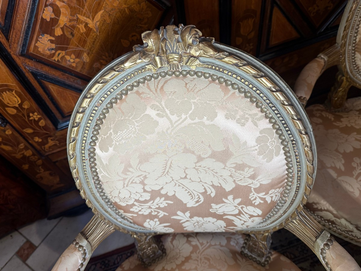 SERIE DE QUATRE FAUTEUILS DE STYLE LOUIS XVI-photo-3