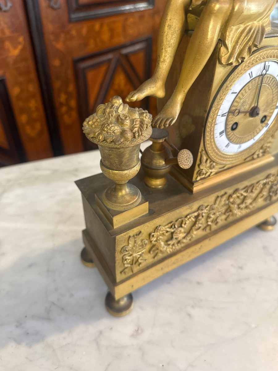 Clock From The Empire Period Decorated With An Antique Woman Allegorizing A Garden-photo-2