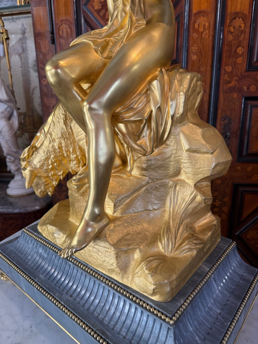 Bronze La Nymphe Et La Chevre Amalthee d'Apres Pierre Julien (1731-1804)-photo-2