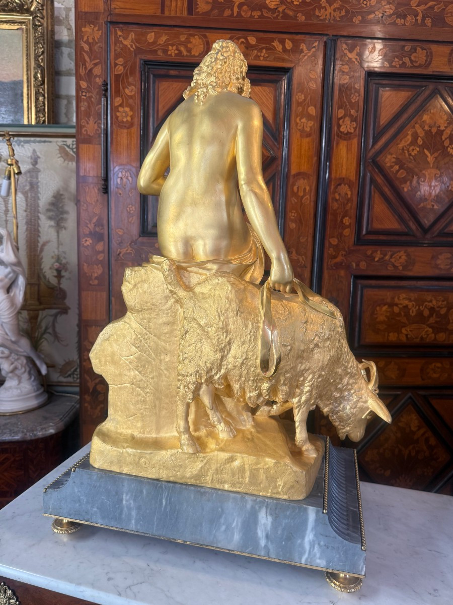 Bronze La Nymphe Et La Chevre Amalthee d'Apres Pierre Julien (1731-1804)-photo-2