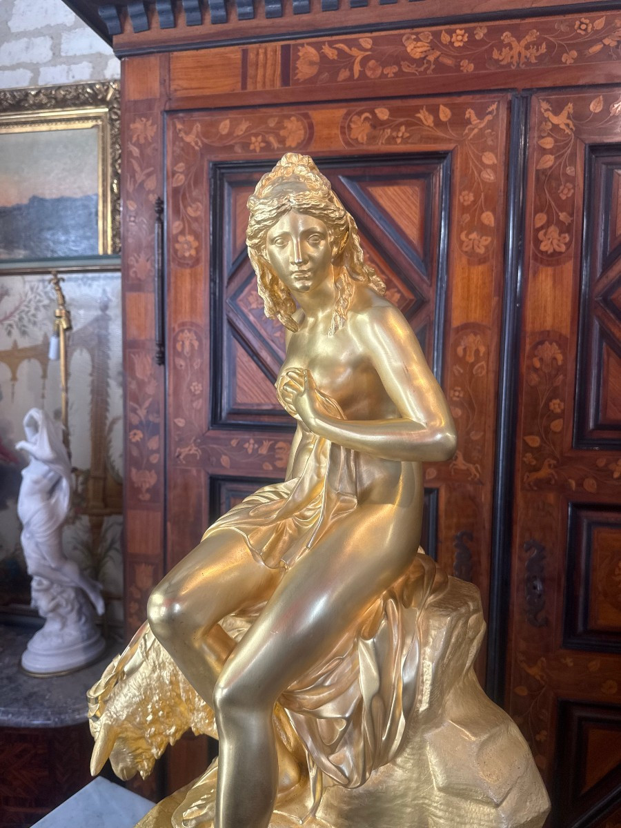 Bronze La Nymphe Et La Chevre Amalthee d'Apres Pierre Julien (1731-1804)-photo-3