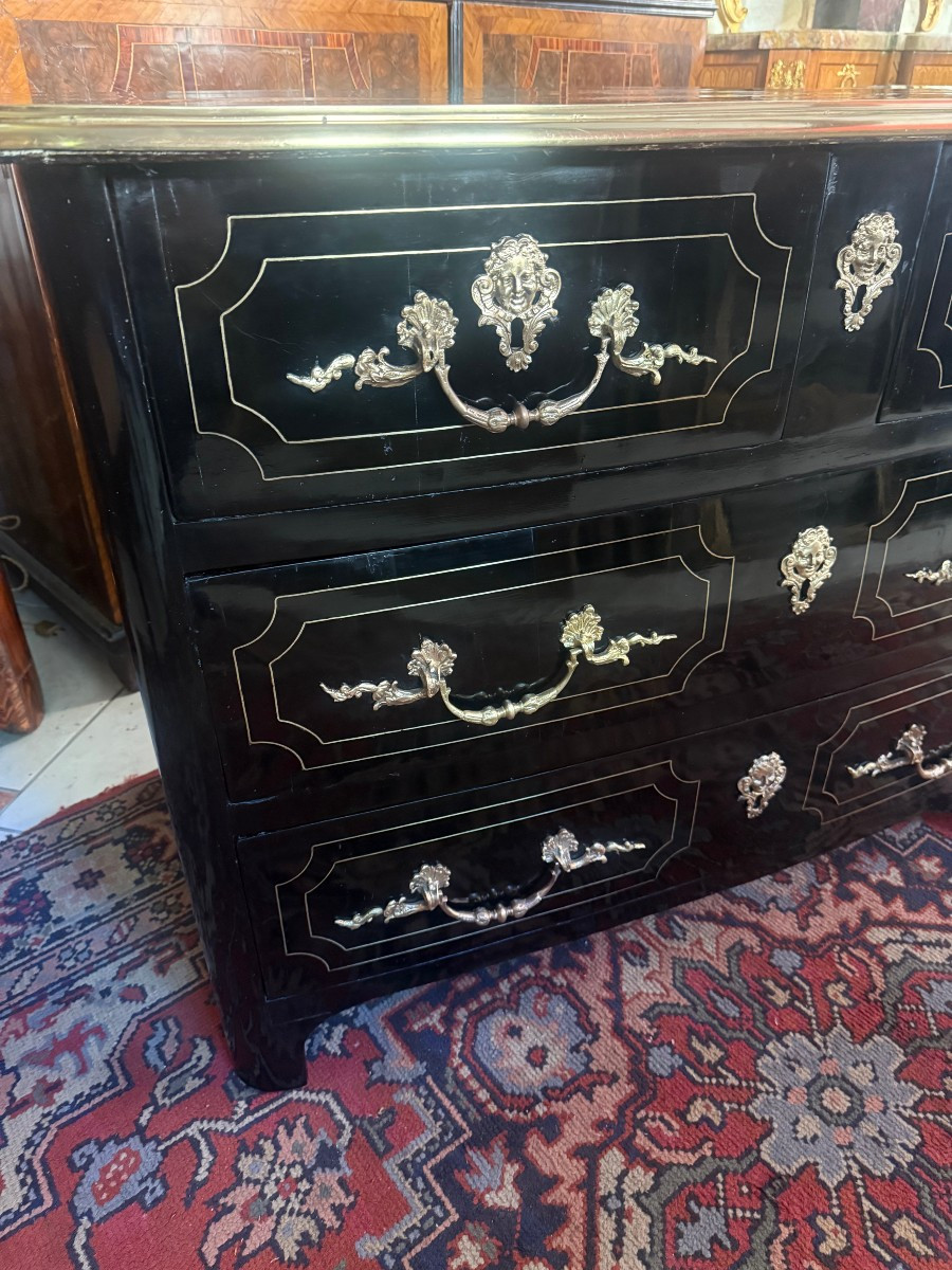 Louis XIV Period Chest Of Drawers In Black Lacquered Wood-photo-4