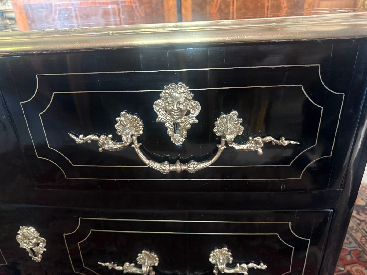 Louis XIV Period Chest Of Drawers In Black Lacquered Wood-photo-1